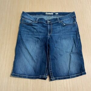 BKE Payton Mens Denim Shorts Blue Medium Wash Embroidered Size 34